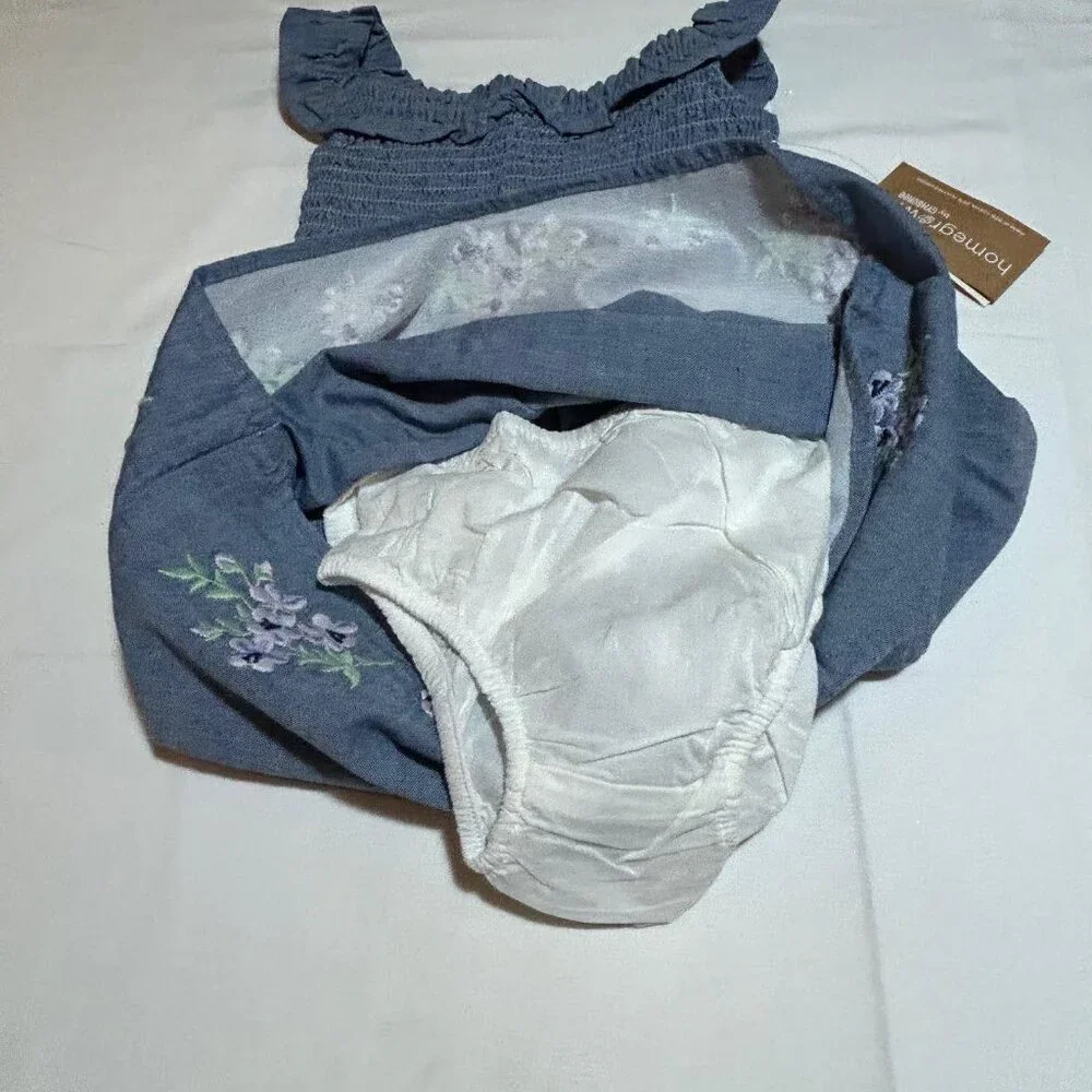 Gymboree Baby Girls 12-18 Months Embroidered Floral Chambray Flutter Dress NWT